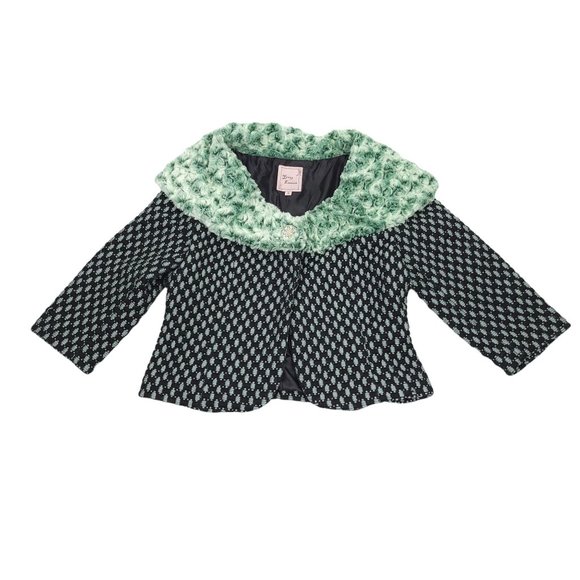 Young Essence Cropped Jacket Women Size S Boho 3/4 Sleeve Dressy Evening Black - Picture 11 of 11